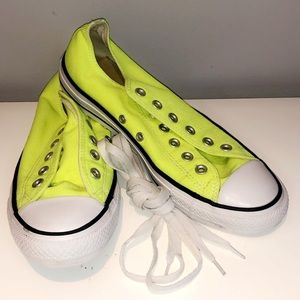 Neon Yellow and White Converse All Star size 9